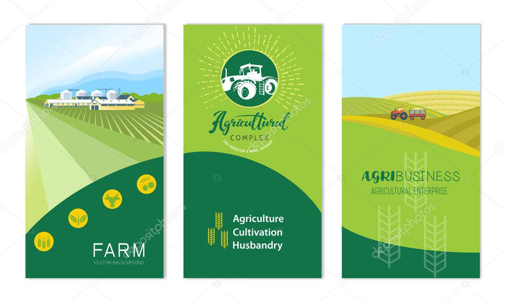 A set of banners with the concept of agriculture