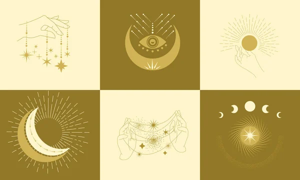 Mains et symboles d'espace — Image vectorielle