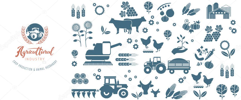 Agroindustry template with a farm background and an agribusiness emblem