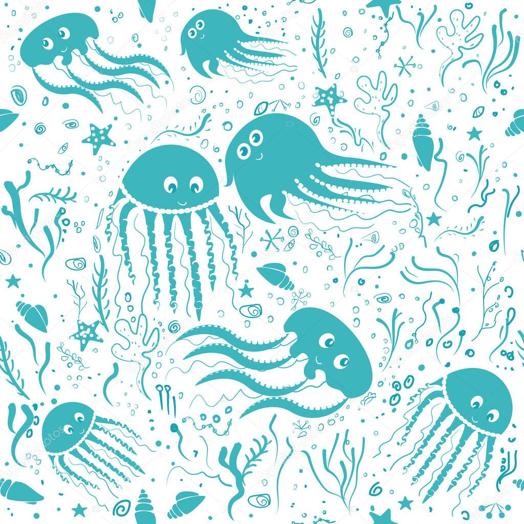 seamless pattern with jellyfish