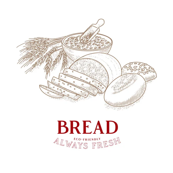 Emblema de panadería en estilo grabado — Vector de stock