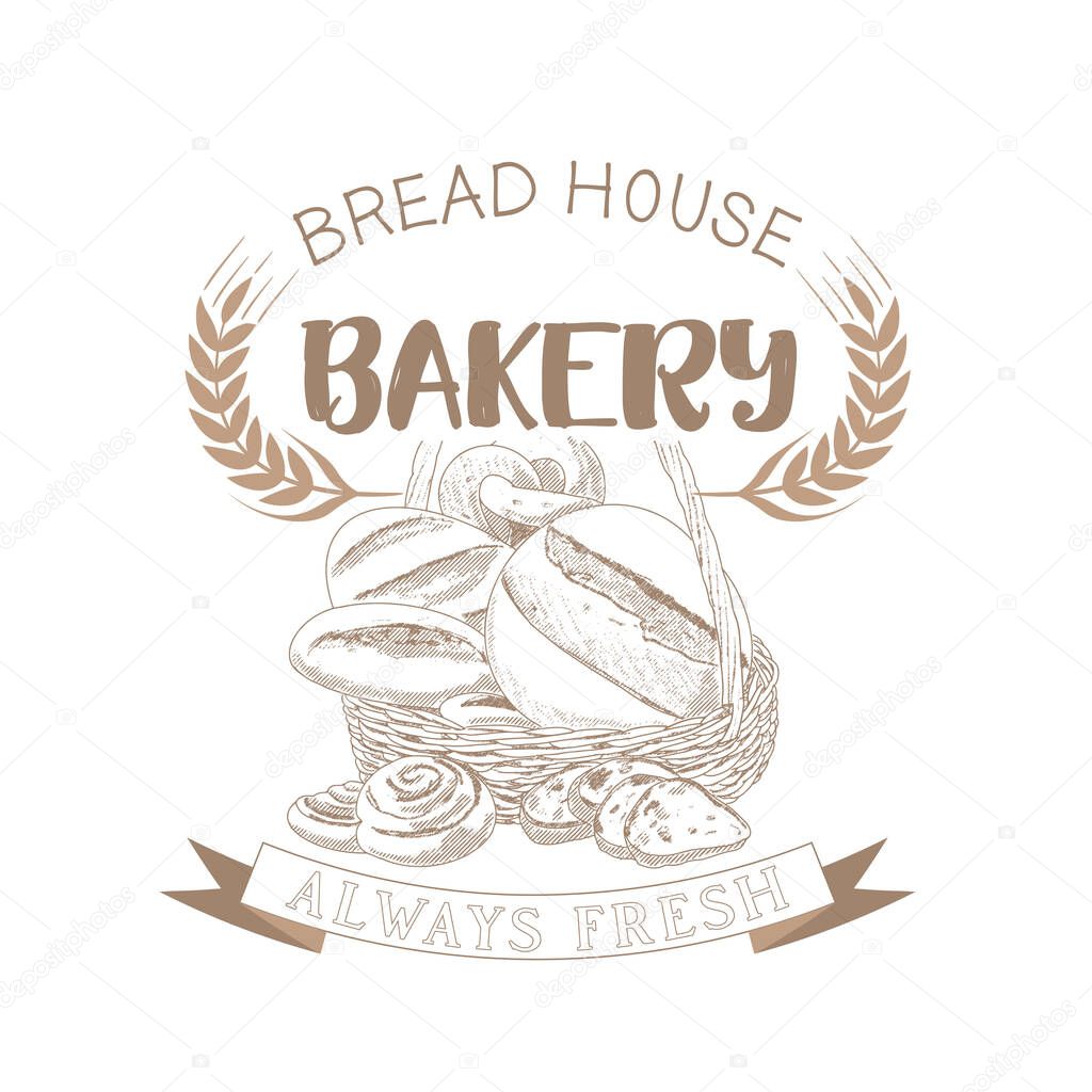 Bakery logo, bread in a basket