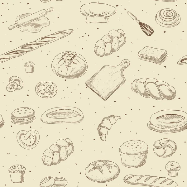 Бесшовный рисунок хлебобулочных изделий — стоковый вектор
