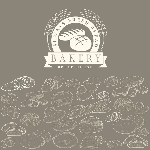 Bakery logo, bread product leaflet — Wektor stockowy