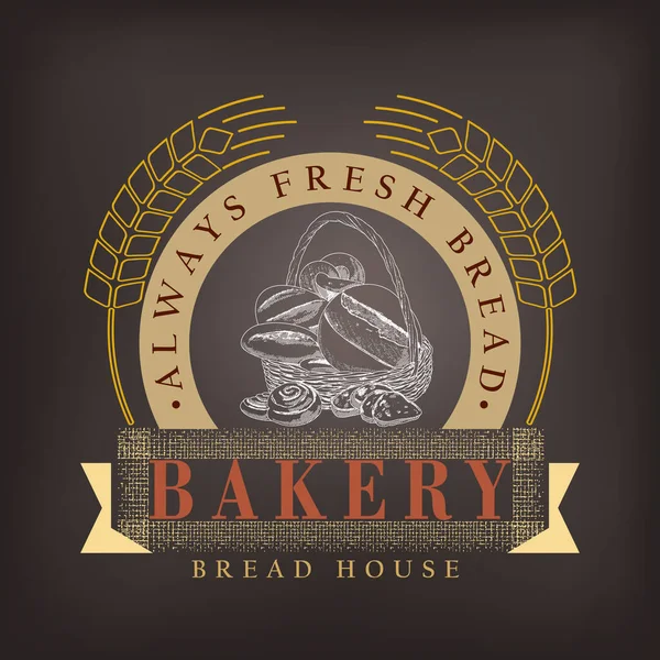 Bakery logo, bread product leaflet — Stockvektor