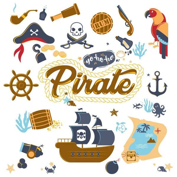 Coleta de atributos piratas —  Vetores de Stock
