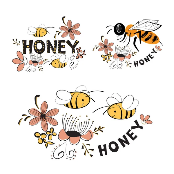 A set of designs for honey — Stock Vector