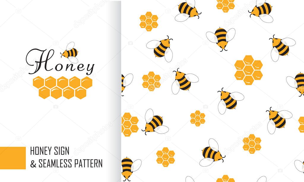 Vector seamless pattern of a bee