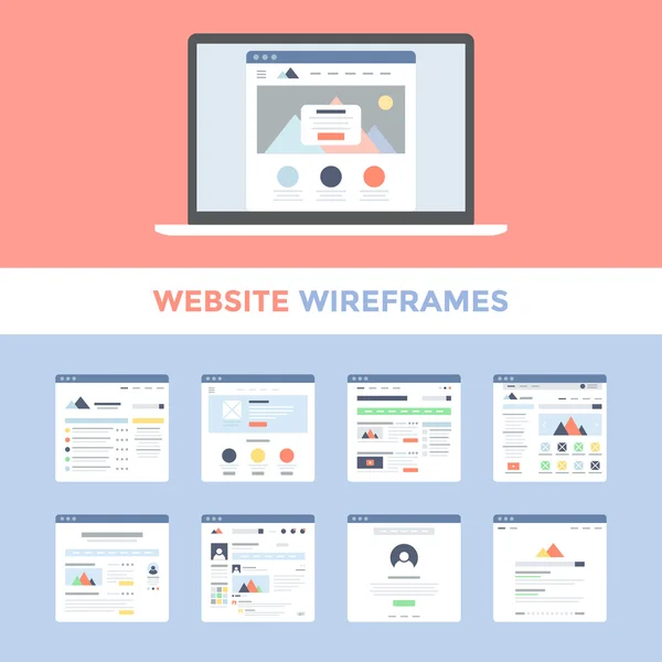 Web site Wireframes — Vetor de Stock