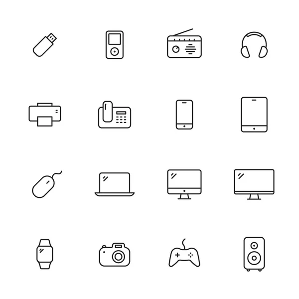 Iconos de línea de dispositivos — Vector de stock