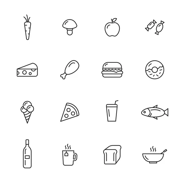 Иконки пищевых линий — стоковый вектор