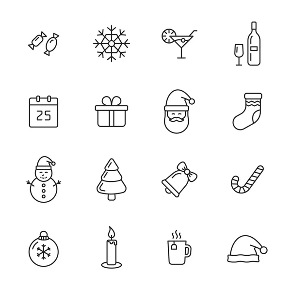 Iconos de línea de Navidad — Archivo Imágenes Vectoriales