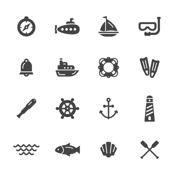 Ensemble d'icônes nautiques — Image vectorielle