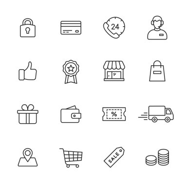 alışveriş çizgi simgeleri