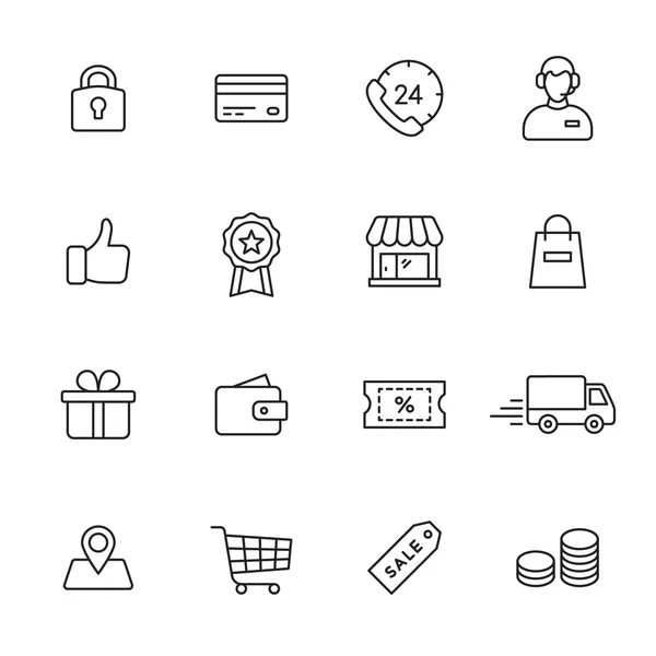 Iconos de línea de compras — Vector de stock