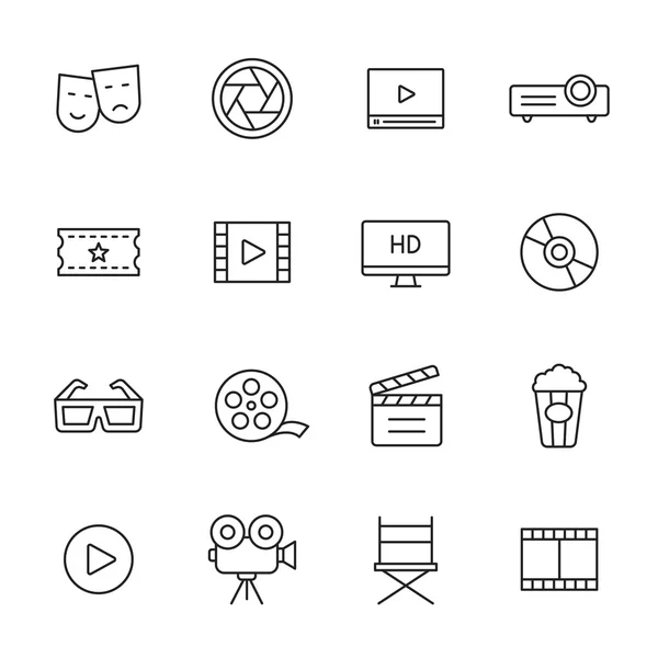 Línea de la película iconos — Vector de stock