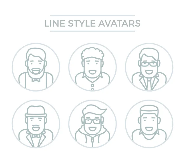 Línea de personas Avatares — Vector de stock