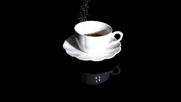 Zucker Eine Tasse Kaffee Gegossen — Stockfoto