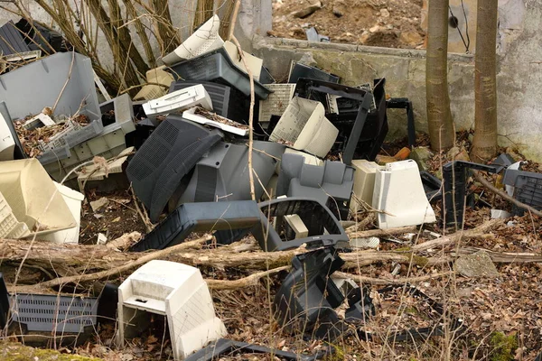 Old Computers Monitors Abandoned Suburbs — Stock Photo, Image
