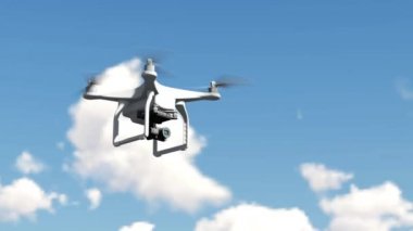 3D animation of a drone flying in the sky