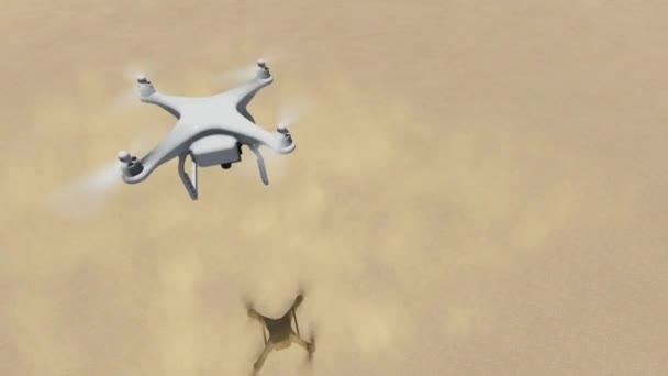 Беспилотник Летит Над Песком Солнечной Пустыни — стоковое видео