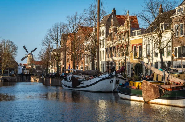 Porto Velho Cidade Holandesa Schiedam Com Moinho Vento Histórico Distância — Fotografia de Stock