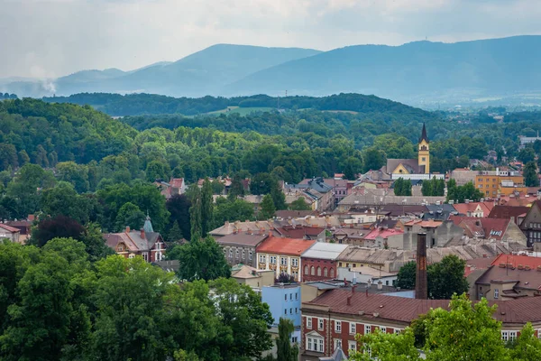 Esk Como Visto Piast Tower Montanhas Beskid Com Javorov Vrch — Fotografia de Stock