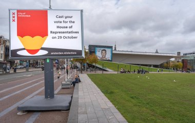 Amsterdam, The Netherlands, 07.10.2025, Information board for the upcoming Dutch general elections to the House of Representatives, held on October 29, 2025