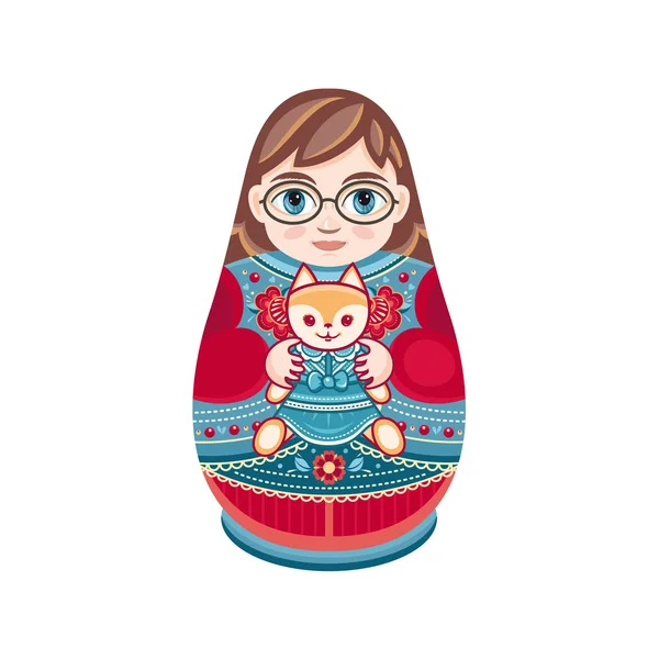 Matryoshka. Fekete-fehér. Vektoros illusztráció — Stock Vector