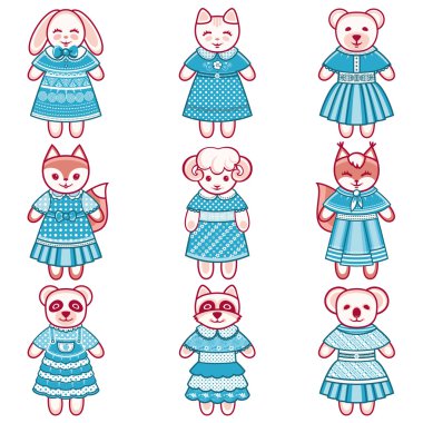 Sevimli koyun. Beyaz arka plan üzerinde vektör çizim. 