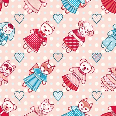 Hayvanlar seamless modeli. Vektör çizim. 