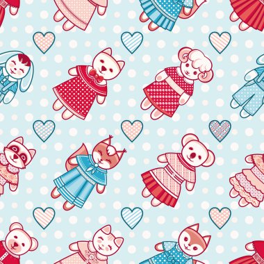 Hayvanlar seamless modeli. Vektör çizim. 