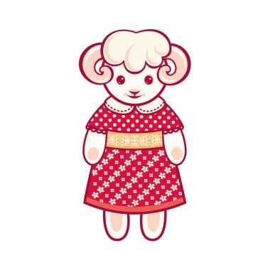 Sevimli koyun. Beyaz arka plan üzerinde vektör çizim. 