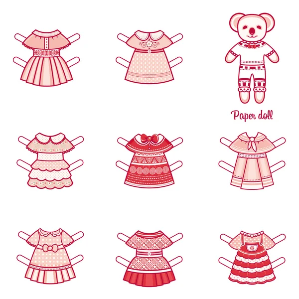 Paper doll with a set of fashion clothes. Vector illustration on white background. — Stock Vector
