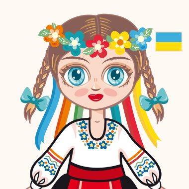 Ukraynalı elbiseli kız. Tarihsel kıyafetler. Ukrayna. Portre. Avatar.