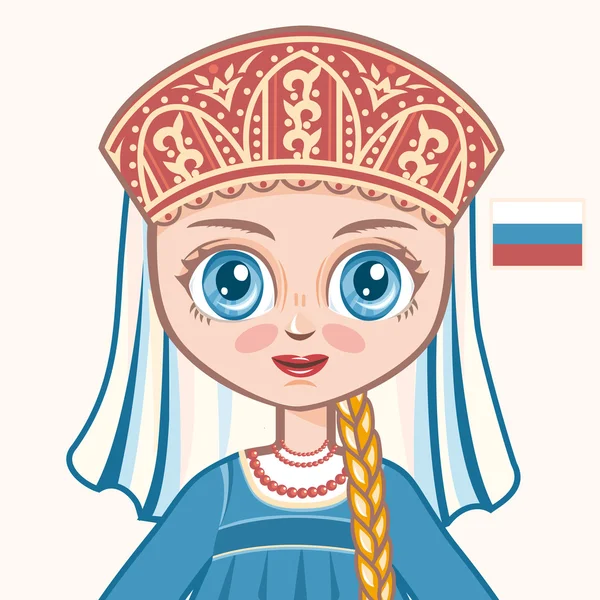 A lány, ukrán ruha. Történelmi ruhák. Ukrajna. Portré. Avatar. — Stock Vector