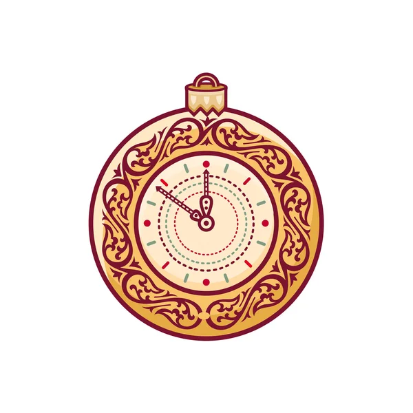 Рождественские часы. Часы. Векторная изолированная иллюстрация — стоковый вектор