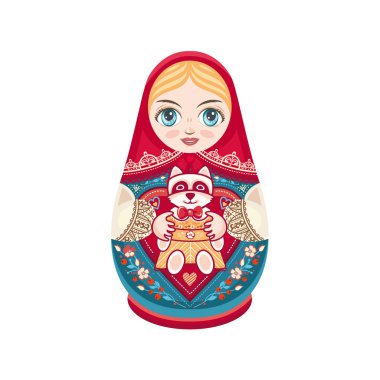 Matryoshka. Rus Halk Matruşka oyuncağı. Babushka bebek.