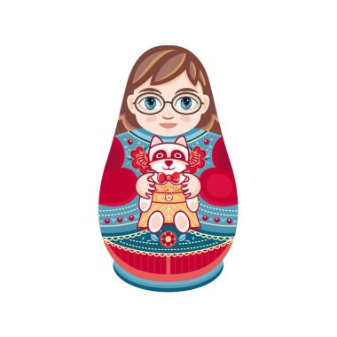 Matryoshka. Rus Halk Matruşka oyuncağı. Babushka bebek.