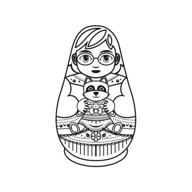 Matryoshka. Rus Halk Matruşka oyuncağı. Babushka bebek.