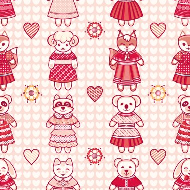 Hayvanlar seamless modeli. Vektör çizim. 