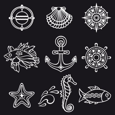 Deniz küme. Vektör çizim