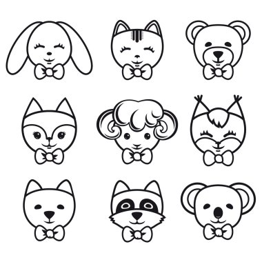 Hediye etiketleri ile sevimli hayvanlar.