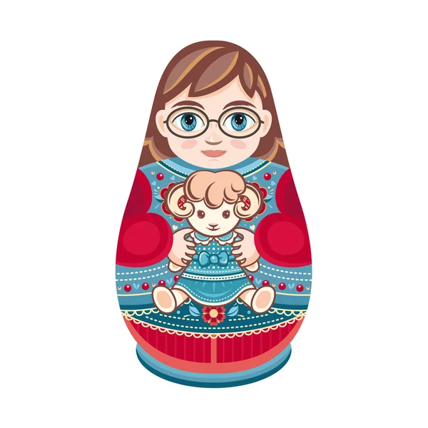 Matryoshka. Rosyjska lalka gniazdowania Ludowego. Lalka Babushka. Ilustracja wektorowa na białym tle — Wektor stockowy