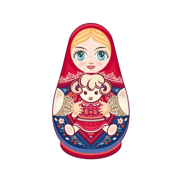 Matryoshka. Russian folk nesting doll. Babushka doll. — Stock Vector
