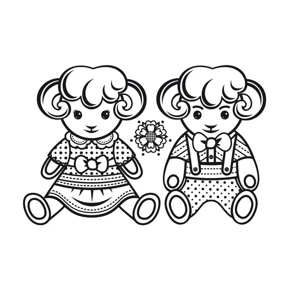 Sevimli koyun. Tebrik kartları, davetiye oluşturmak için en iyisi. Beyaz arka planda vektör çizimi. 