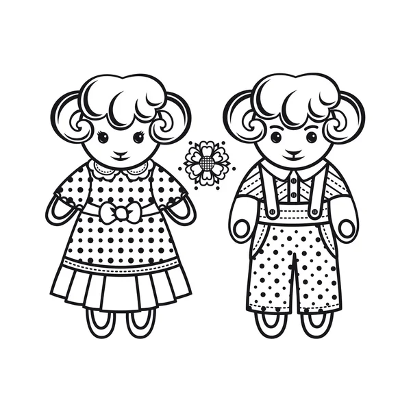 Sevimli koyun. Tebrik kartları, davetiye oluşturmak için en iyisi. Beyaz arka planda vektör çizimi. 