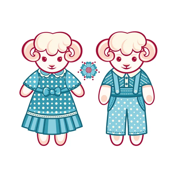 Sevimli koyun. Tebrik kartları, davetiye oluşturmak için en iyisi. Beyaz arka planda vektör çizimi. 