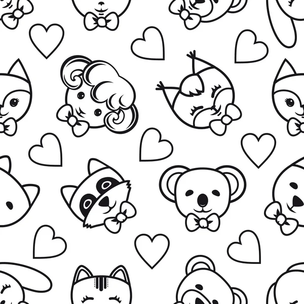Hayvanlar kusursuz desen. Tek renkli illüstrasyon.