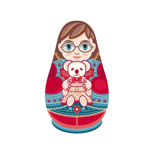 Matryoshka. Hij pop. — Stockvector